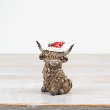 PL : Christmas Sitting Highland Cow 9.5cm