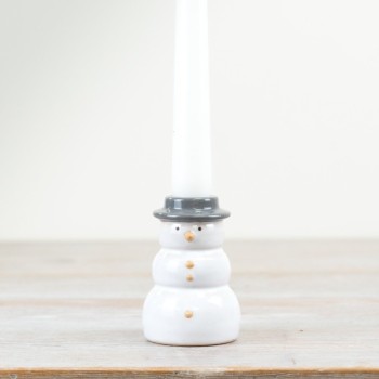 PL : Stoneware Snowman Candle Holder 8cm