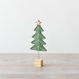 PL : Christmas Felt Green Tree on Wooden Base 11cm