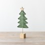 PL : Christmas Green Felt Tree On Wooden Base 29cm