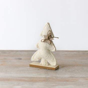 PL : Christmas Sherpa Tree on Wooden Base 17cm