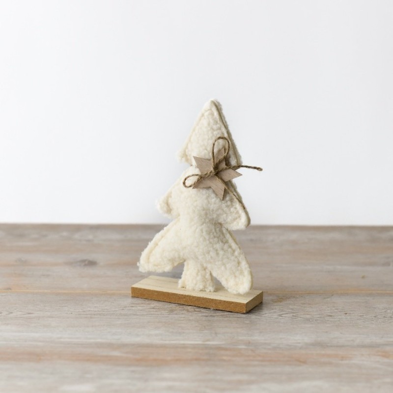 PL : Christmas Sherpa Tree on Wooden Base 17cm