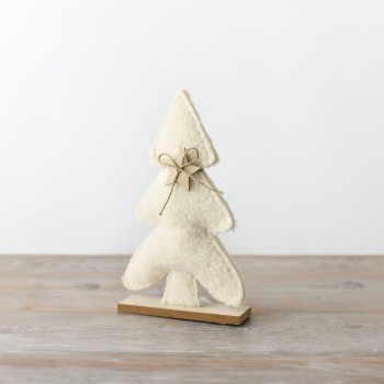 PL : Christmas Sherpa Tree on Wooden Base 23cm