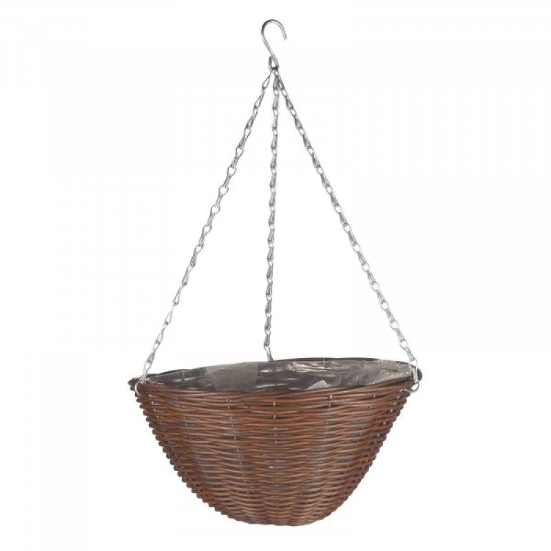 SG: 14'' Chestnut Faux Rattan Basket