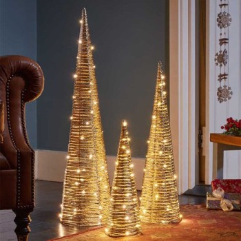 SG XMAS : CHAMPAGNE BRAID TREEBELISKS 3PK