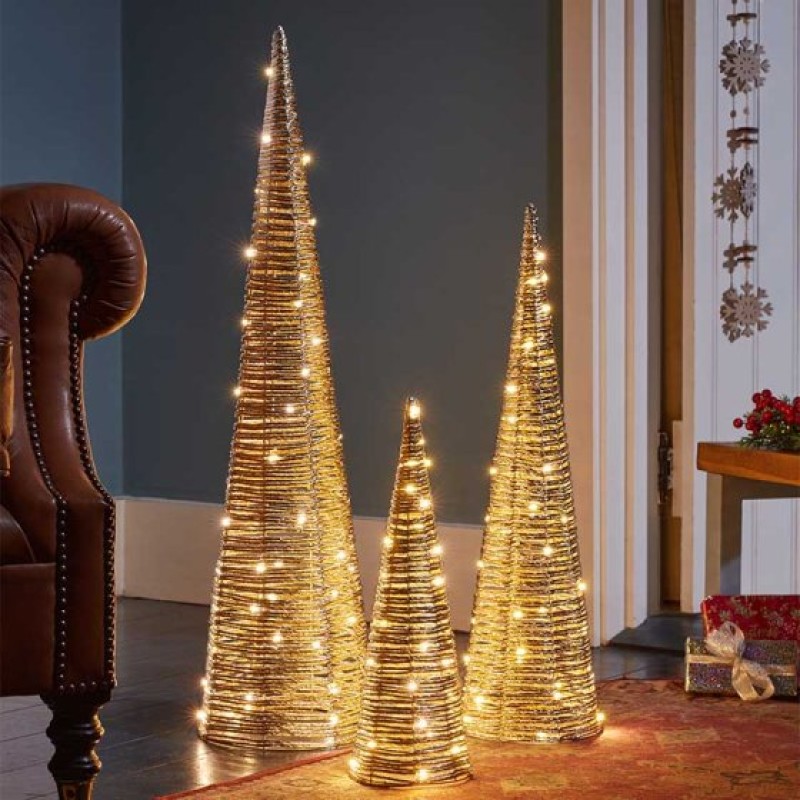 SG XMAS : CHAMPAGNE BRAID TREEBELISKS 3PK