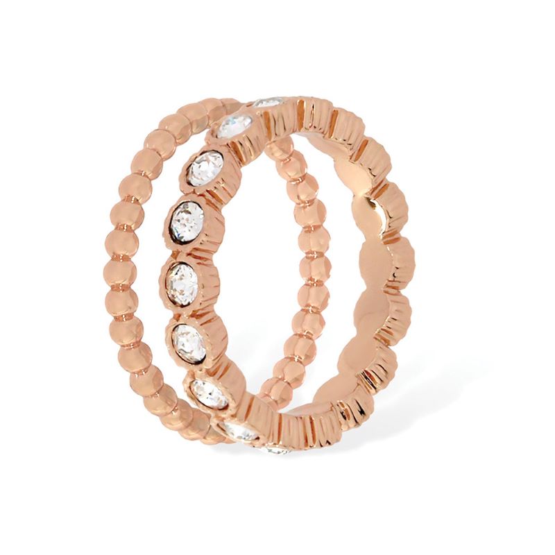 Tipperary Crystal : Rose Gold Daisy Chain Stacking Rings (Size6)
