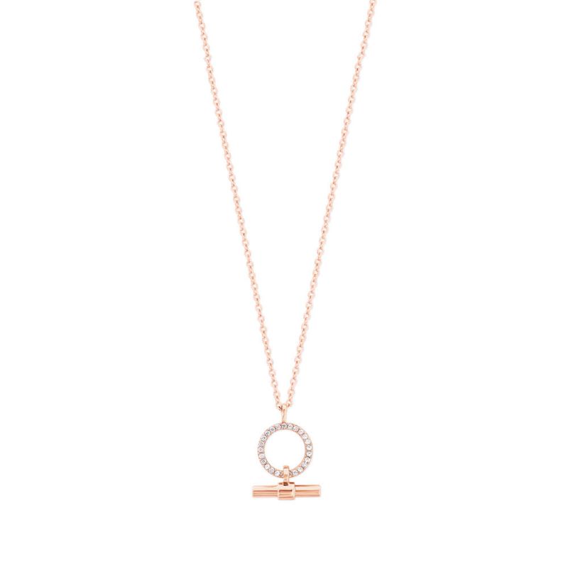 Tipperary Crystal : Circle & Bar Pendant in Rose Gold