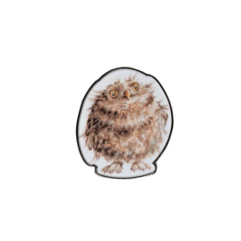 Wrendale Round Owl Pin Badge