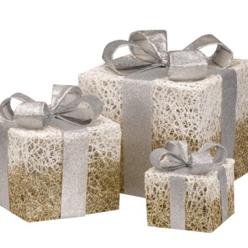 SPARKLY FAUX GIFT BOXES - SET OF 3 GOLD