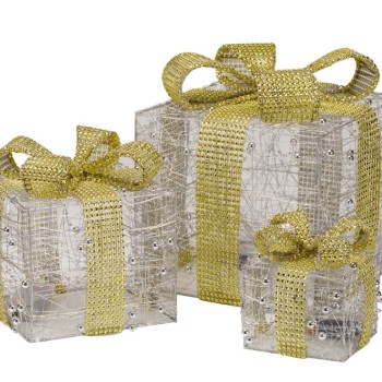 SG XMAS : SPARKLY FAUX GIFT BOXES 3PC