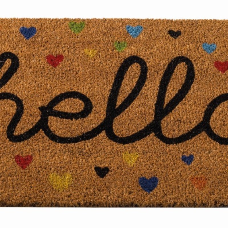 HEARTY HELLO COIR MAT 75X45CM