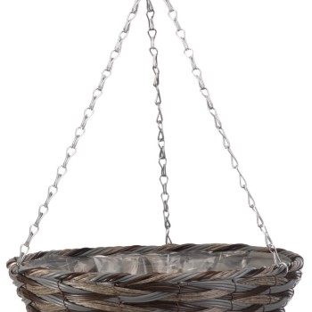 14'' FAUX RATTAN HANGING BASKET - PINTO