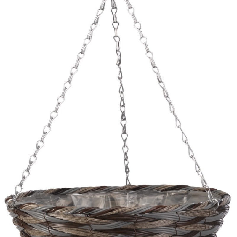 14'' FAUX RATTAN HANGING BASKET - PINTO