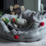 GREY PLAID OVAL BED XL