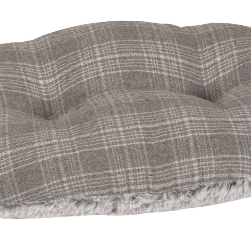 GREY PLAID OVAL CUSHION XS