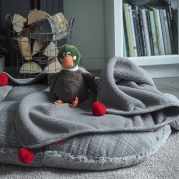 GREY PLAID OVAL CUSHION XL