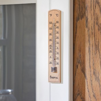 WOODEN WALL THERMOMETER