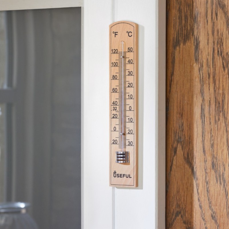 WOODEN WALL THERMOMETER