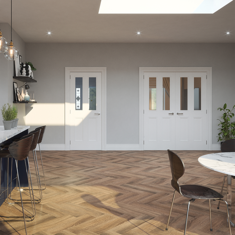 CLAREMONT PRIMED DOOR BEVELLLED GLAZED 78X28