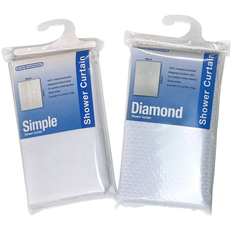 EUROSHOWERS CURTAIN WHITE DIAMOND 180X180 POLYBAG
