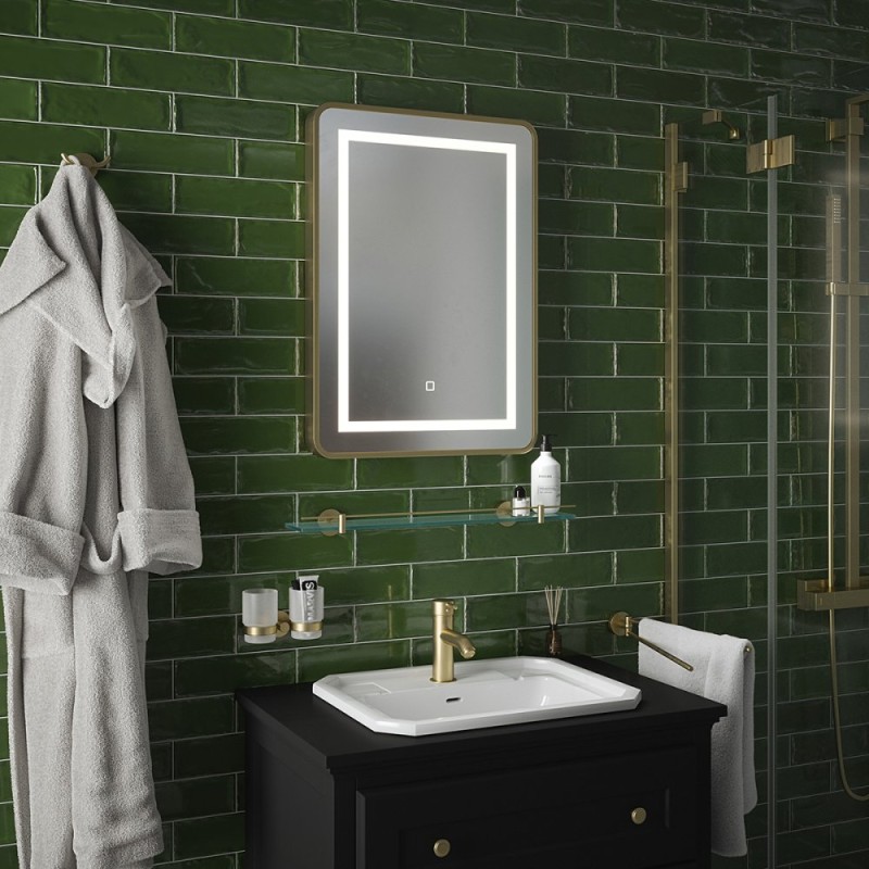 TEMA PALERMO IP44 RECTANG LED MIRROR 70X50 GOLD