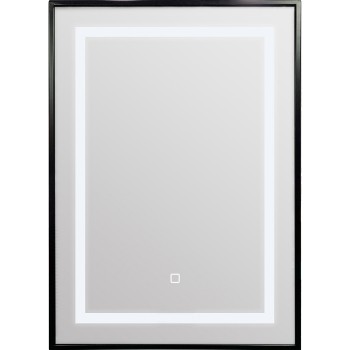 TEMA PALERMO IP44 BLACK RECT LED MIRROR 70X50
