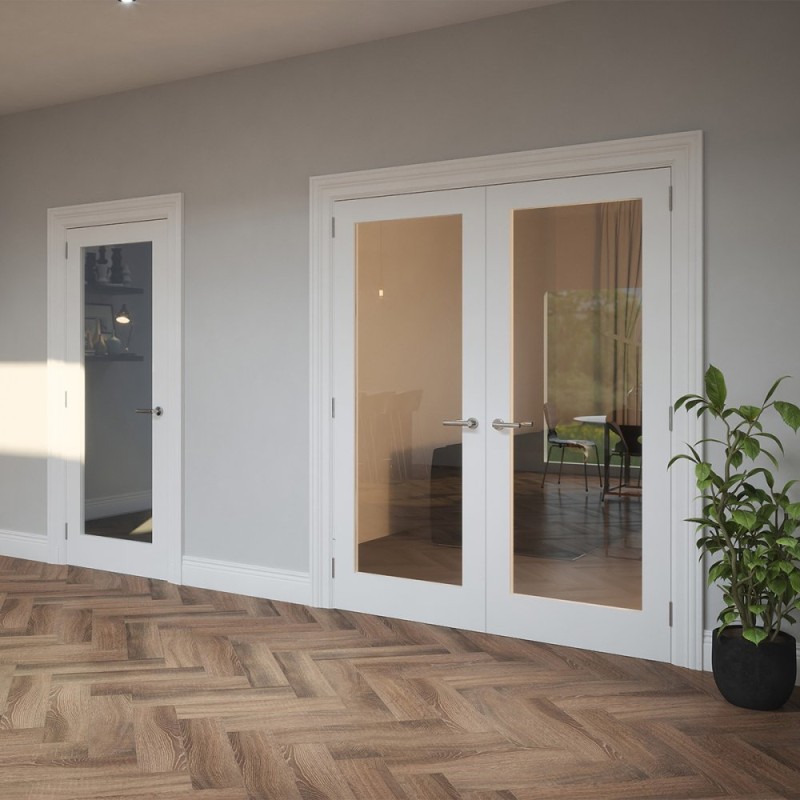 BOSTON SHAKER PRIMED DOOR CLEAR GLAZED 80x32X44MM