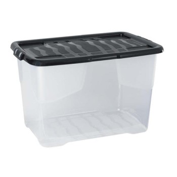 Home Collection Curve Clear Storage Box With Lid 65L