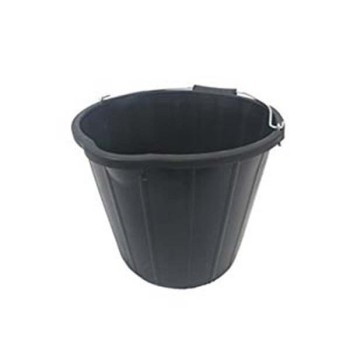 3 Gallon Heavy Duty Rubber Bucket Grey With Metal Handle