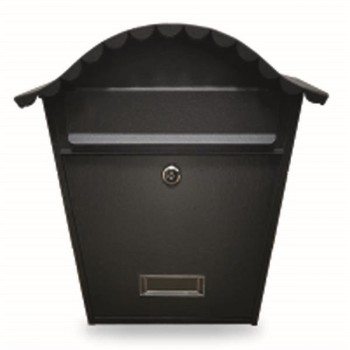 The Manor Collection Curved Roof Traditional Black Steel Lockable Postbox