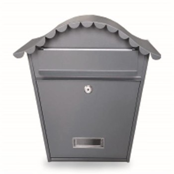 The Manor Collection Curved Roof Traditional Grey Steel Lockable Postbox