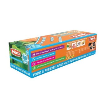 Hero Multi-Purpose Resealable Food and Freezer Bags 60 Pack
