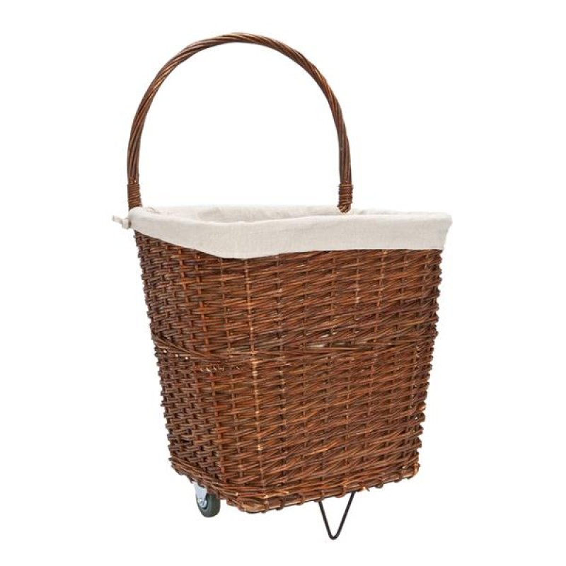 Home Collection Lined Natural Wicker Log Cart
