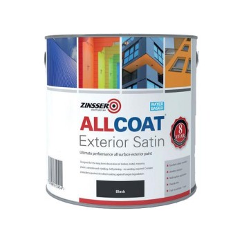 Zinsser Allcoat Exterior Water-Based Paint Satin Black 1L