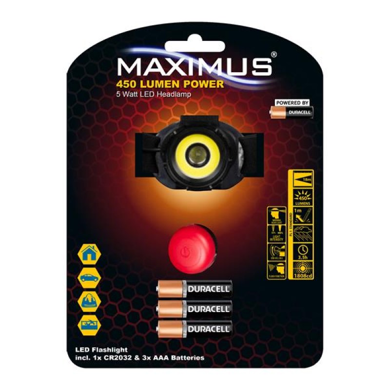 Maximus 5W + 3W LED 450 Lumen Headlamp