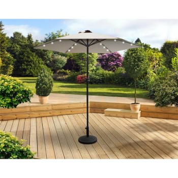 Aluminium Parasol 2.5m Crank and Tilt with Solar Lights