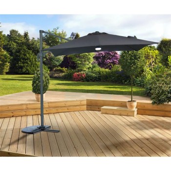 Parasol Aluminium Grey 360 Degree Swivel with LED Light