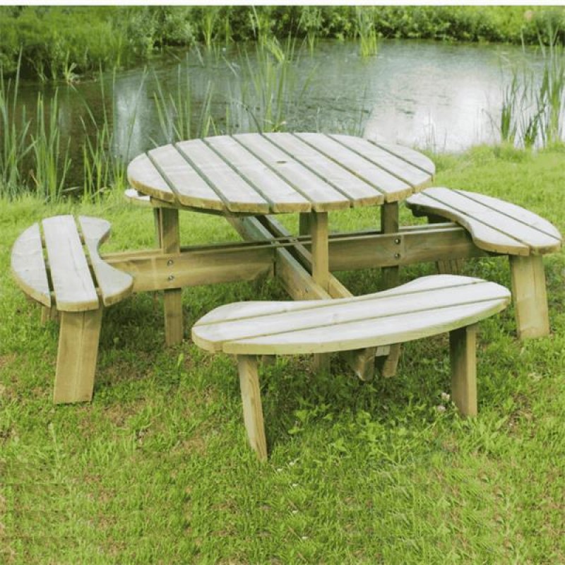 Avoca Wooden 8 Seater Round Picnic Table