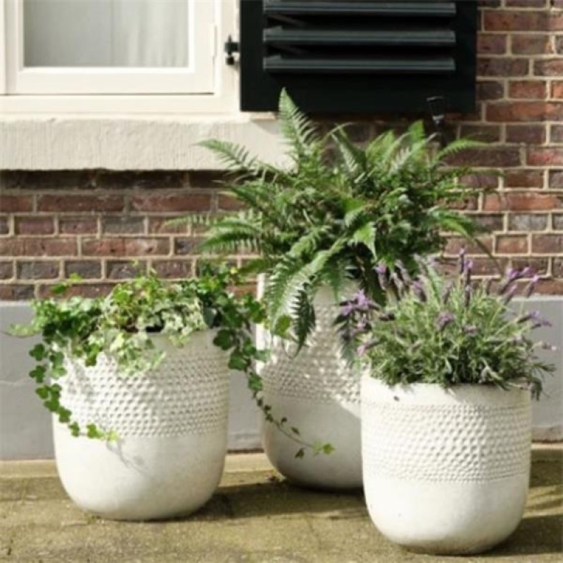 Colin Glazed White Outdoor Planter Set