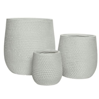 Zoe Handmade Off White Fibre Clay Outdoor Planter Set