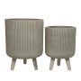 Logan Handmade Taupe Fibre Clay Outdoor Planter Set