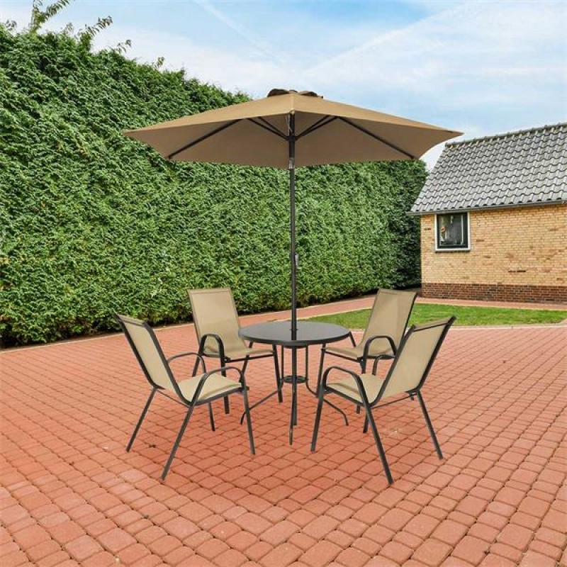 GF : UH FLORINA TAUPE 4 SEATER W/ PARASOL