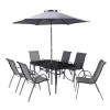 Florina Grey 6 Seater Dining Set with Parasol