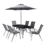 Florina Grey 6 Seater Dining Set with Parasol