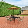Florina Taupe 6 Seater Dining Set with Parasol