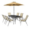 Florina Taupe 6 Seater Dining Set with Parasol