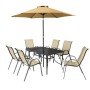 Florina Taupe 6 Seater Dining Set with Parasol