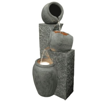Water Feature Cascading Pots 86.5cm 8LED LV Ceramic Grey