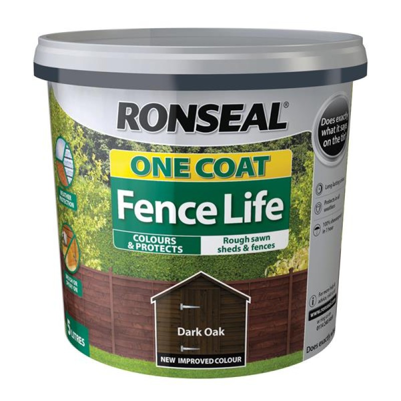 Ronseal One Coat Fence Life Dark Oak 5L